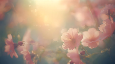 Soft focus Cherry Blossom or Sakura flower background with vintage filter effect Generative AIの素材