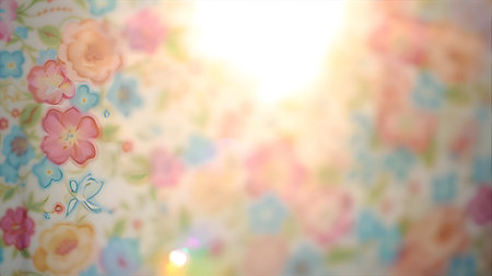 blur background bokeh light of sun on flower pattern paper Generative AIの素材
