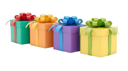 Gift boxes isolated on white background. 3D rendering. Eps 10 Generative AIの素材
