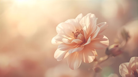 Magnolia flower blooming in spring time. Filtered image processed vintage effect Generative AIの素材