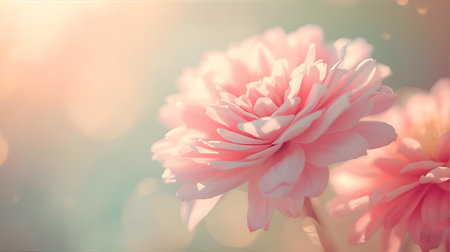 Pink peony flower in soft color and blur style for background Generative AIの素材