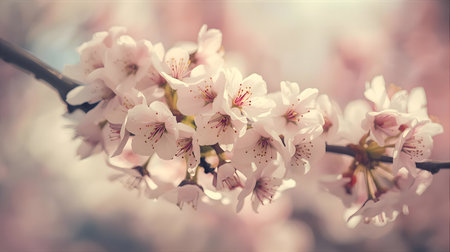 cherry blossom in spring, retro vintage style, soft focus Generative AIの素材