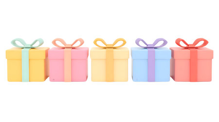 Colorful gift boxes isolated on a white background with clipping path Generative AIの素材