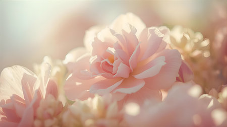 Beautiful pink flower background with soft focus and vintage filter effect Generative AIの素材