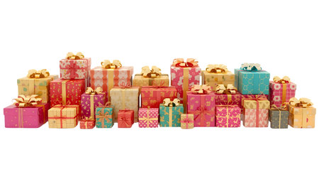 Gift boxes isolated on white background. Clipping path included Generative AIの素材