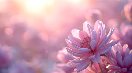 Beautiful pink flowers of magnolia on a blurred background. Soft focus Generative AIの素材