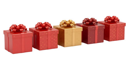 Gift boxes isolated on a white background. 3d rendering Generative AIの素材
