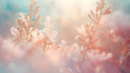 Beautiful spring background with pink flowers and bokeh effect Generative AIの素材