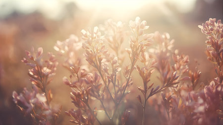 Flowers in the meadow. Nature background. Soft focus Generative AIの素材