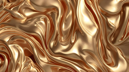 Closeup of rippled golden silk fabric. Whole background Generative AIの素材