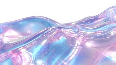 3d rendering of abstract wavy liquid background in pink and blue colors Generative AIの素材