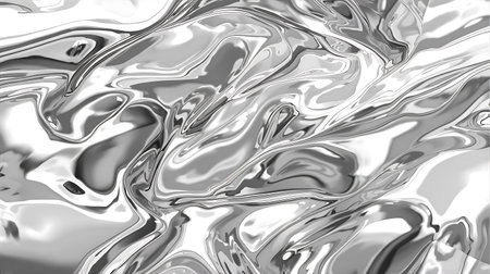Metallic abstract wavy liquid background. 3d rendering, 3d illustration Generative AIの素材