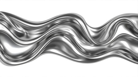 Silver abstract wavy background. 3d rendering, 3d illustration Generative AIの素材