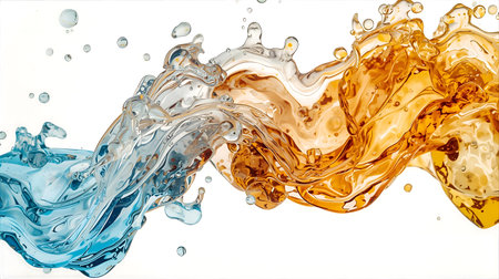 Splash of orange and yellow water. 3d rendering, 3d illustration Generative AIの素材