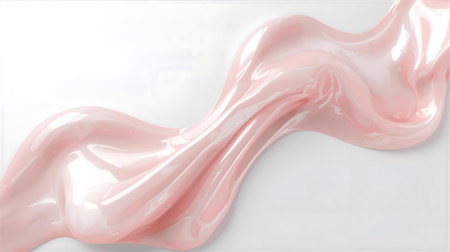 Pink cosmetic texture on a white background. Top view. Flat lay Generative AI.の素材