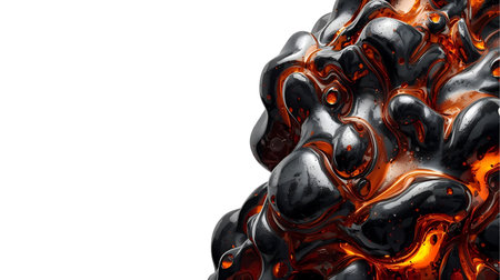 Abstract background of black and orange liquid. 3d rendering, 3d illustration Generative AI.の素材