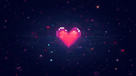 Valentine's day background with pixel heart. Vector illustration Generative AIの素材
