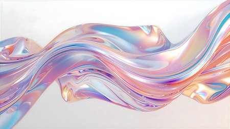 3d illustration of abstract wavy liquid background. Digital art Generative AIの素材