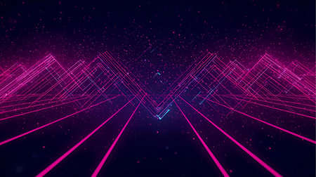 Futuristic abstract background with neon glowing lines. 3d rendering Generative AI.の素材