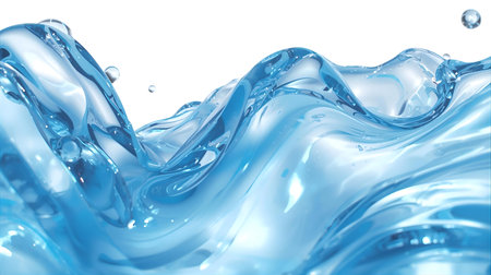 Blue water splash isolated on white background. 3d rendering, 3d illustration Generative AIの素材