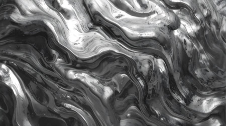 Black and white abstract background. Liquid marble pattern. Digital illustration Generative AIの素材