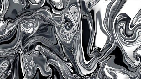 Black and white abstract background. Liquid marble pattern. 3d illustration Generative AIの素材