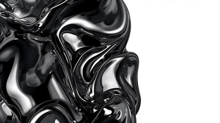 Abstract background of black wavy liquid. 3d rendering, 3d illustration Generative AIの素材