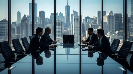 Business People Meeting Corporate Cityscape Teamwork Concept 3D Rendering Generative AIの素材