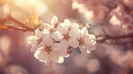 cherry blossom in spring time - retro vintage effect style pictures Generative AIの素材