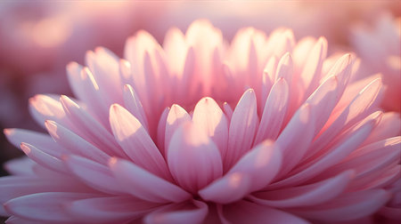 Beautiful pink chrysanthemum flower in sunlight. Macro photo Generative AIの素材