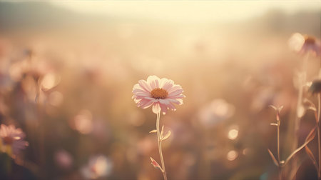 Beautiful summer flowers in the meadow.Vintage retro style Generative AIの素材