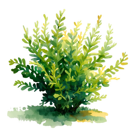 Watercolor vector illustration of a green plant Generative AIの素材