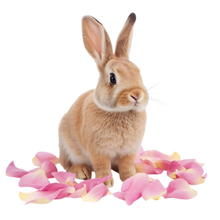 Rabbit and rose petals Easter bunny Generative AIの素材