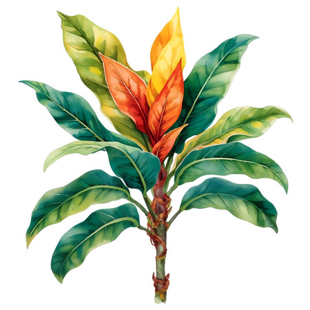 Bromeliad flower, isolated on white background. Watercolor illustration Generative AIの素材