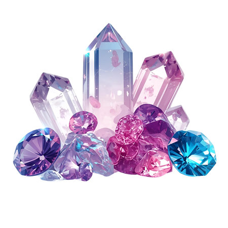 Gemstones and diamonds isolated on white background. Vector illustration Generative AIの素材