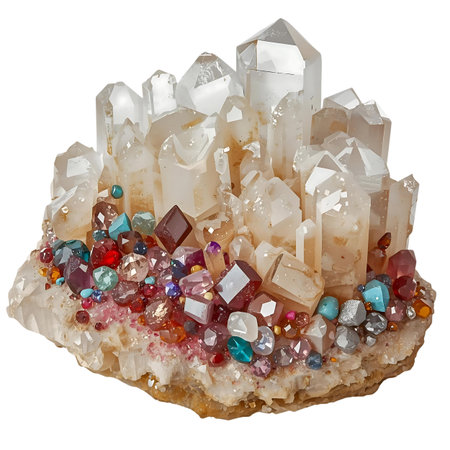 crystal quartz crystal isolated on white background.multicolored crystals Generative AIの素材