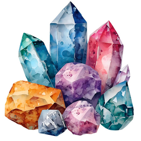 Watercolor crystals Vector illustration for your design Generative AIの素材
