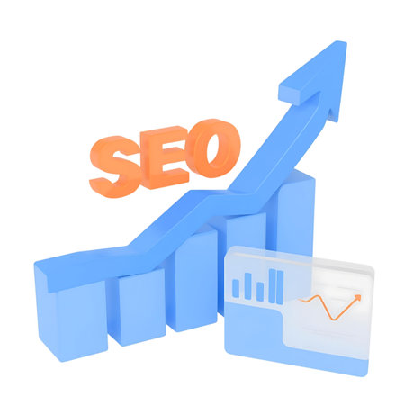 SEO concept. Isolated on white background.3d rendering Generative AIの素材