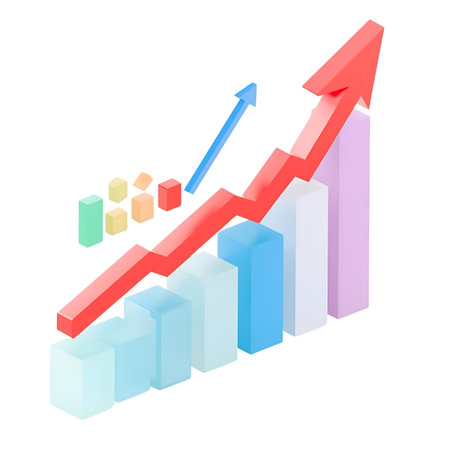 3d render of growing graph with arrow, isolated on white background Generative AIの素材