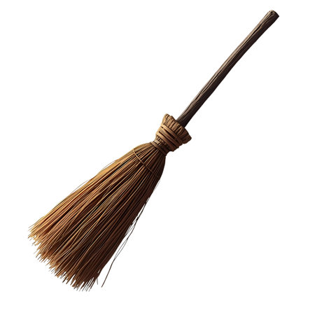 Witch broom isolated on white background. 3d render illustration Generative AIの素材