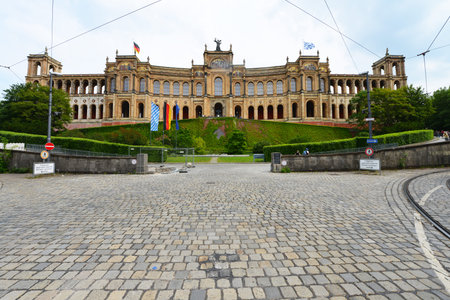 Munich, Germany - May 19, 2018: The Maximilianeum Building in Munich, Germany - The Maximilianeum houses the Bavarian state parliamentのeditorial素材