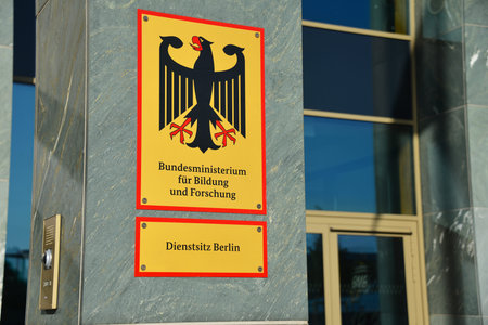 Berlin / Germany - September 22, 2019: Sign at the entrance to the German Federal Ministry of Education and Research - BMBF - office in Berlin, Germanyのeditorial素材