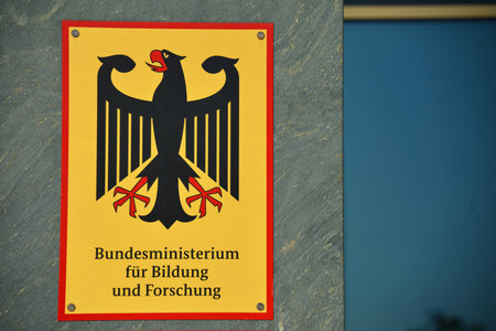 Berlin / Germany - September 22, 2019: Sign at the entrance to the German Federal Ministry of Education and Research - BMBF - office in Berlin, Germanyのeditorial素材