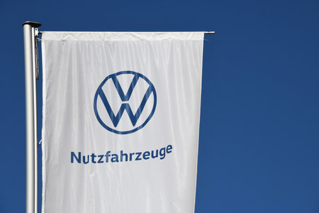 Wolfsburg, Lower Saxony, Germany - April 6, 2020: Volkswagen Commercial Vehicles in Wolfsburg, Germany - Volkswagen Commercial Vehicles - VWCV - is a German marque of light commercial vehiclesのeditorial素材