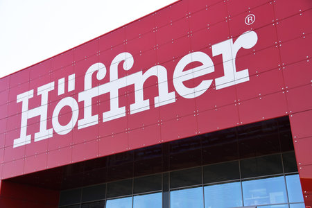 Hanover, Lower Saxony, Germany - April 12, 2020: Entrance to furniture retailer HÃ¶ffner in...