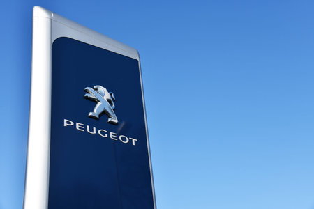 Hamburg, Germany - March 31, 2021: Peugeot dealership in Hamburg, Germany - Peugeot is a French...