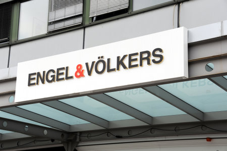 Bochum, North Rhine-Westphalia, Germany - May 19, 2011: Logo of Engel & VÃ¶lkers AG in Bochum, Germany - Engel & VÃ¶lkers is a German Company that provides services related to real estate transactionsのeditorial素材