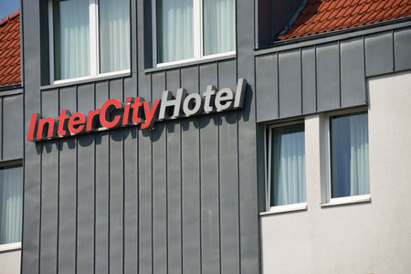 Hamburg, Germany - July 27, 2012: Logo of Intercity Hotel in Celle, Germany - Intercity Hotels is a subsidiary of Deutsche Hospitality (formerly Steigenberger Hotel Group)のeditorial素材
