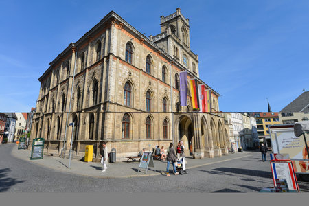 Weimar, Thuringia, Germany - May 11, 2016: View of the Town Hall of Weimar and market square - Weimar, Germanyのeditorial素材