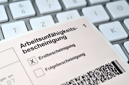 Hamburg, Germany - January 05, 2018: German Certificate of Disability, work inpacityの写真素材